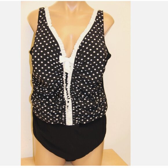 New Profile by Gottex Swimsuit One 1 piece Plus Size White Black - Picture 1 of 6